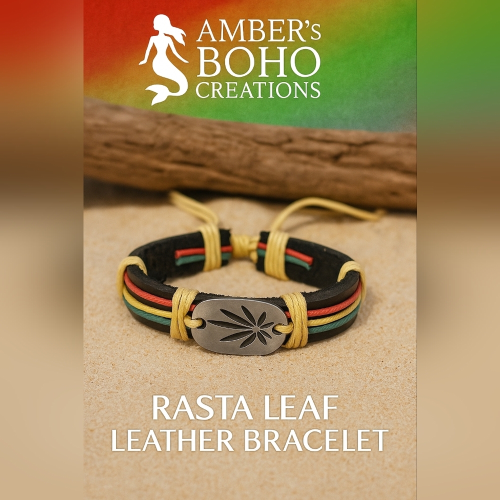 Amber’s Boho Creations: Rasta Leaf Bracelet of Peace & Spirit